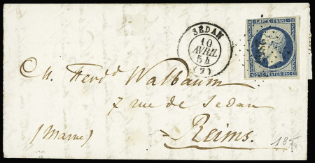 N°15a 25c bleu laiteux foncé sur lettre pour Reims