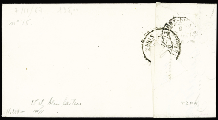 N°15a 25c bleu laiteux sur lettre pour Paris, obl.