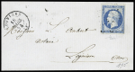 N°15 25c bleu sur lettre pour Lignères, obl. PC 1782