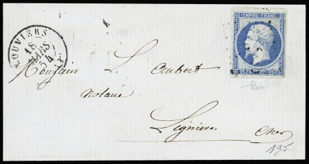 N°15 25c bleu sur lettre pour Lignères, obl. PC 1782
