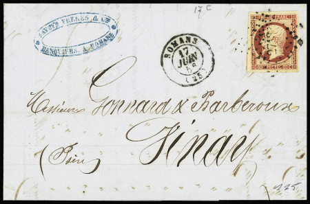 N°17Ac 80c carmin sur paille sur lettre pour Vinay