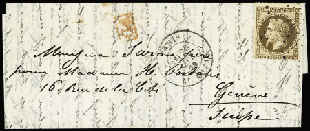 LES ETATS-UNIS n°30 30c brun sur lettre pour Genève