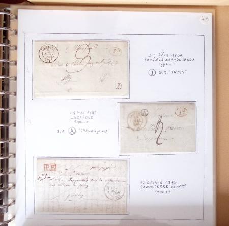 AVEYRON : 67 lettres sans timbres avec marques postales