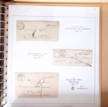 AVEYRON : 67 lettres sans timbres avec marques postales