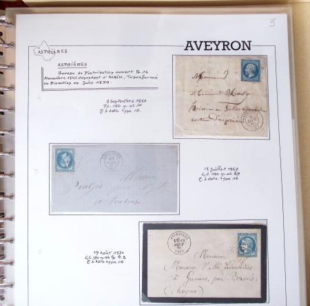 AVEYRON : Collection de 75 lettres affranchies OBL
