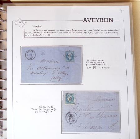 AVEYRON : Collection de 75 lettres affranchies OBL