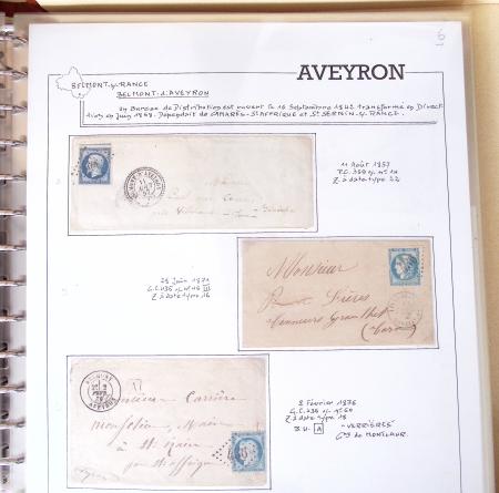 AVEYRON : Collection de 75 lettres affranchies OBL