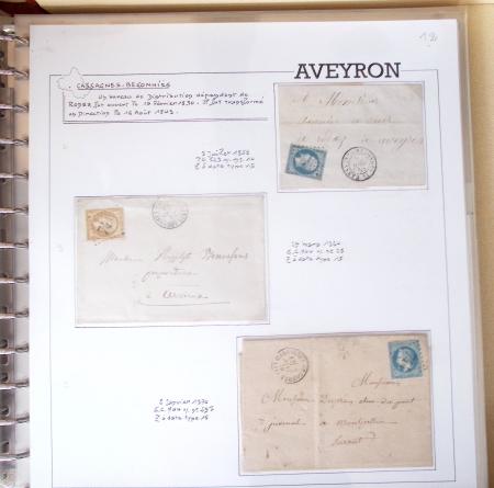 AVEYRON : Collection de 75 lettres affranchies OBL