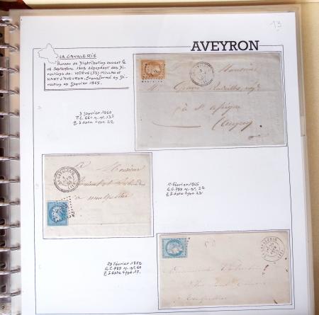 AVEYRON : Collection de 75 lettres affranchies OBL