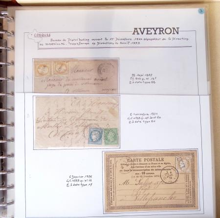 AVEYRON : Collection de 75 lettres affranchies OBL