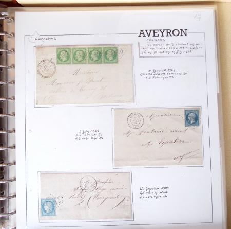 AVEYRON : Collection de 75 lettres affranchies OBL