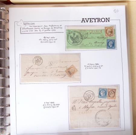 AVEYRON : Collection de 75 lettres affranchies OBL