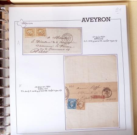 AVEYRON : Collection de 75 lettres affranchies OBL