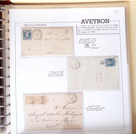 AVEYRON : Collection de 75 lettres affranchies OBL