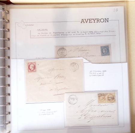 AVEYRON : Collection de 75 lettres affranchies OBL