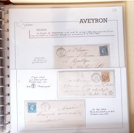 AVEYRON : Collection de 75 lettres affranchies OBL