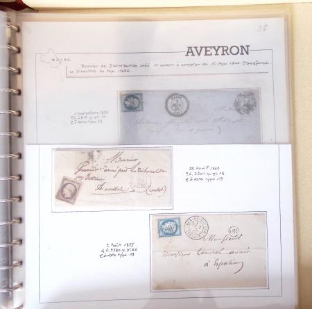 AVEYRON : Collection de 75 lettres affranchies OBL