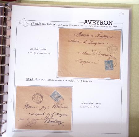 AVEYRON : Collection de lettres de l'Aveyron AFF au