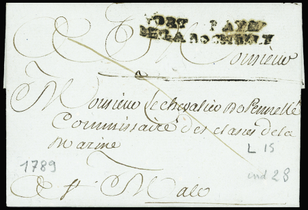 Lettre avec MP "Port payé de La Rochelle" (1789 - L15),