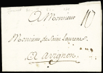 Lettre pour Avignon avec au verso marque manuscrite