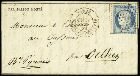 LE COLONEL CHARRAS n°37 20c bleu, obl. étoile avec