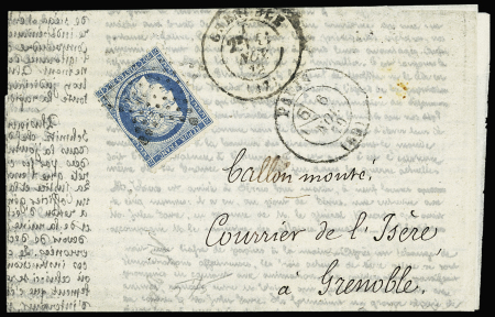 LA GIRONDE n°37 20c bleu, obl. étoile et CàD T17 avec