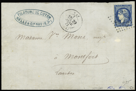 N°44A 20c bleu obl. GC 2615 (Nay, Basses-Pyrénées)