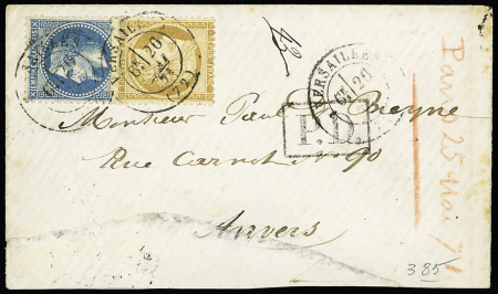N°36 + n°29 20c bleu obl. CàD T17 Versailles (Seine-et-Oise)