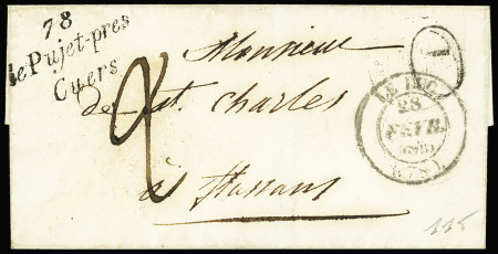 Lettre avec cursive "78 Le Puget-pres Cuers", CàD T14 Le Luc (Var)