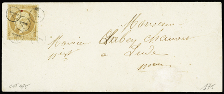 N°21 10c bistre avec cinq obl. boîte rurale A sur lettre