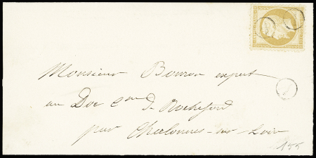 N°21 10c bistre avec 2obl. boîte rurale A sur lettre locale pour Chalonnes-sur-Loire (Maine-et-Loire),