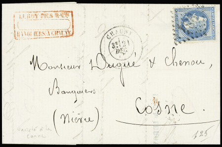 N°29Bb 20c bleu à la corne obl. GC 984  (Chauny, Aisne)