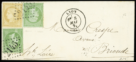 N°35 5c vert pâle sur bleu en paire + n°59 10c bistre