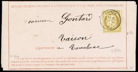 N°36 10c bistre-jaune obl. CàD T16 Vaison (Vaucluse)