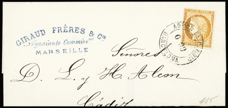 N°38 40c orange obl. cachet espagnol Admon de cambio Barcelona