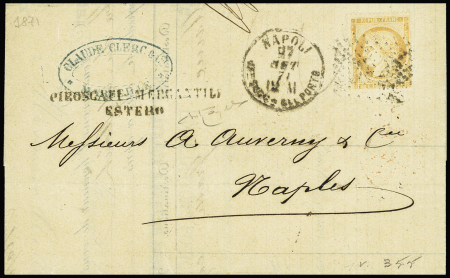 N°38 40c orange obl. GC italien, CàD Naples (Italie)