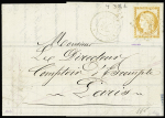 N°38d 40c orange avec 4 retouché, obl. ambulant R.P. et CàD 17 août 1873 sur lettre de Clermont (Oise) pour Paris, TB