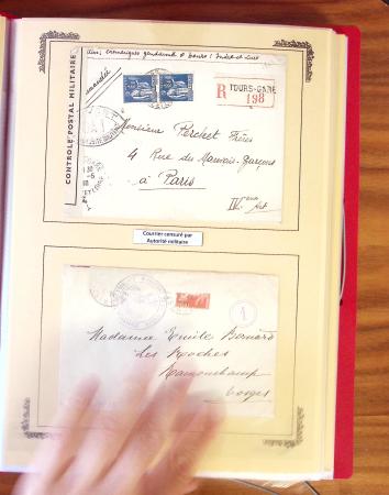 1929-1984 Classeur de lettres avec des cartes du N°354/355 en quantité multiples, dont lettre de guerre, censure, premier vol, LVF. A voir absolument