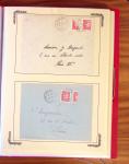 1929-1984 Classeur de lettres avec des cartes du N°354/355 en quantité multiples, dont lettre de guerre, censure, premier vol, LVF. A voir absolument