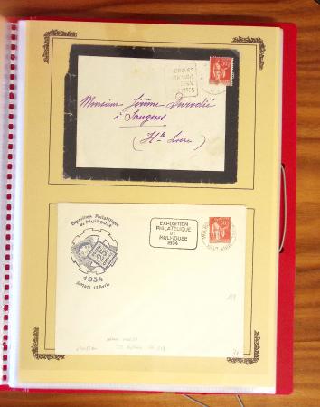 1929-1984 Classeur de lettres avec des cartes du N°354/355 en quantité multiples, dont lettre de guerre, censure, premier vol, LVF. A voir absolument