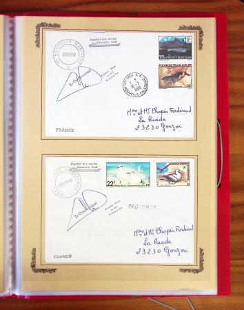 1929-1984 Classeur de lettres avec des cartes du N°354/355 en quantité multiples, dont lettre de guerre, censure, premier vol, LVF. A voir absolument