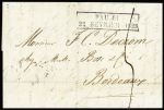 Lettre pour Bordeaux avec cachet d'essai rect "Pau