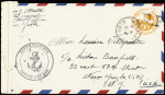 USA env. entier postal 6c orange par avion avec su