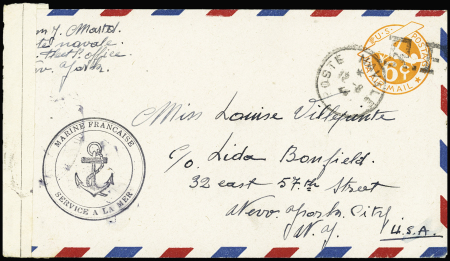 USA env. entier postal 6c orange par avion avec su