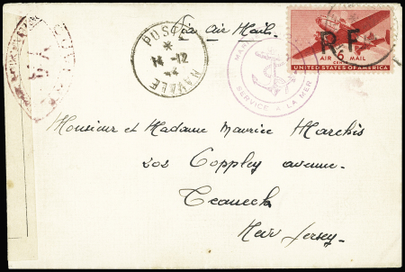 N°32 USA PA n°26 avec surcharge RF de Toulon OBL CAD