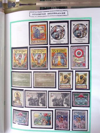 1900-50env. Très belle collection de vignettes des colonies avec surtout vignettes de propagande de différentes colonies, à noter Somalie, épreuves du Congo, Centenaire du Gabon, Maroc, etc., remarquable