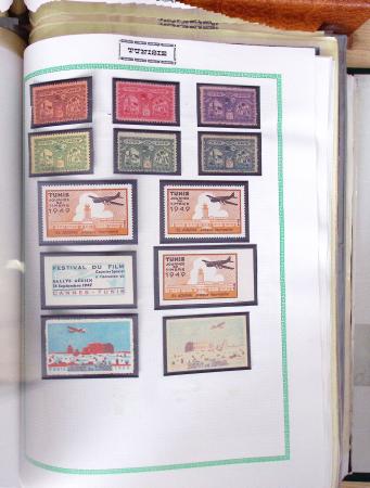 1900-50env. Très belle collection de vignettes des colonies avec surtout vignettes de propagande de différentes colonies, à noter Somalie, épreuves du Congo, Centenaire du Gabon, Maroc, etc., remarquable
