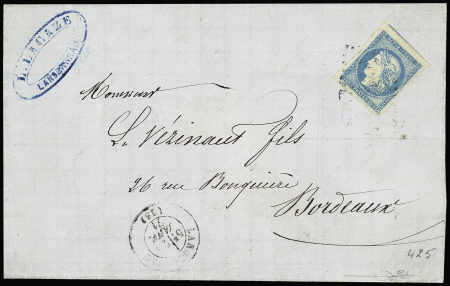 N°44A, belles marges dont voisin, obl. GC sur lettre