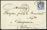 N°46Ad nuance bleu outremer obl. GC sur lettre de Vienne