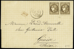 N°47 30c brun (x2) sur lettre au 2è échelon de poids